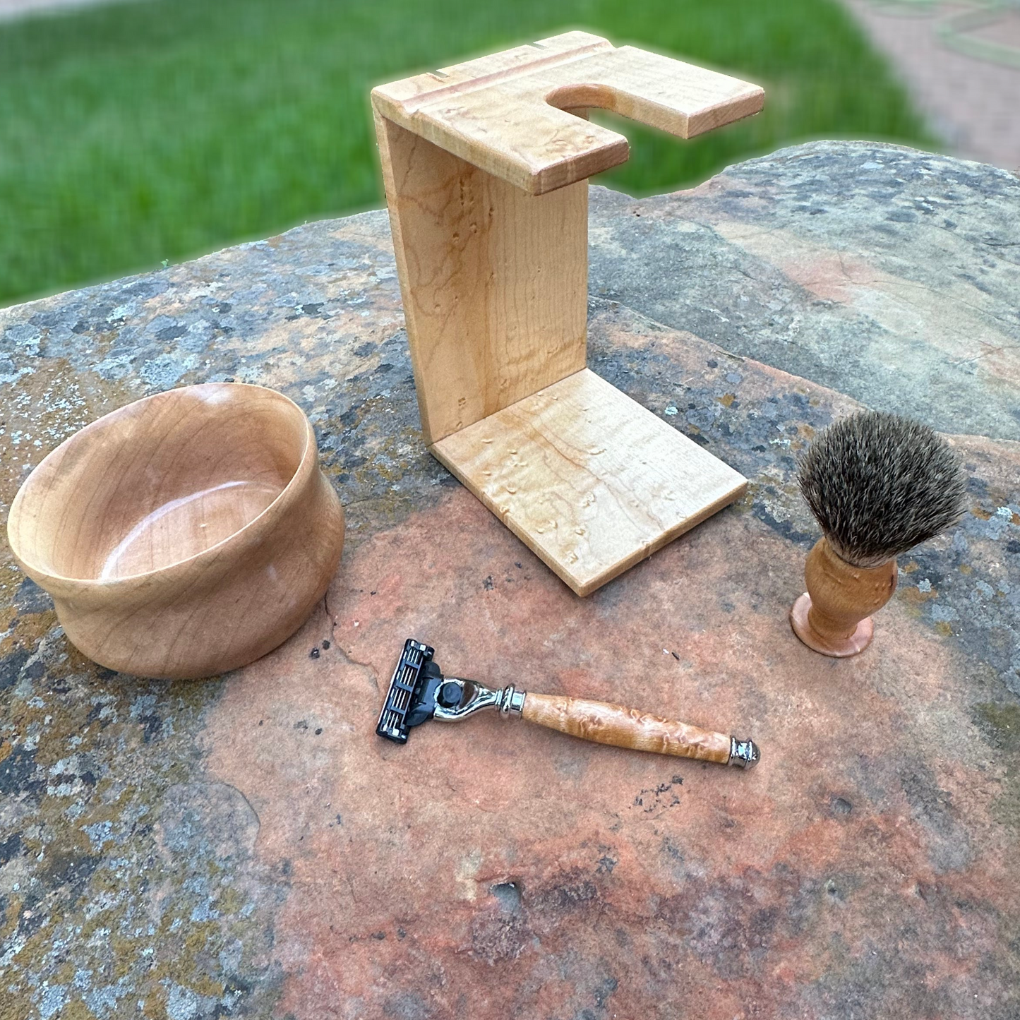 Birdseye Maple Shave Set